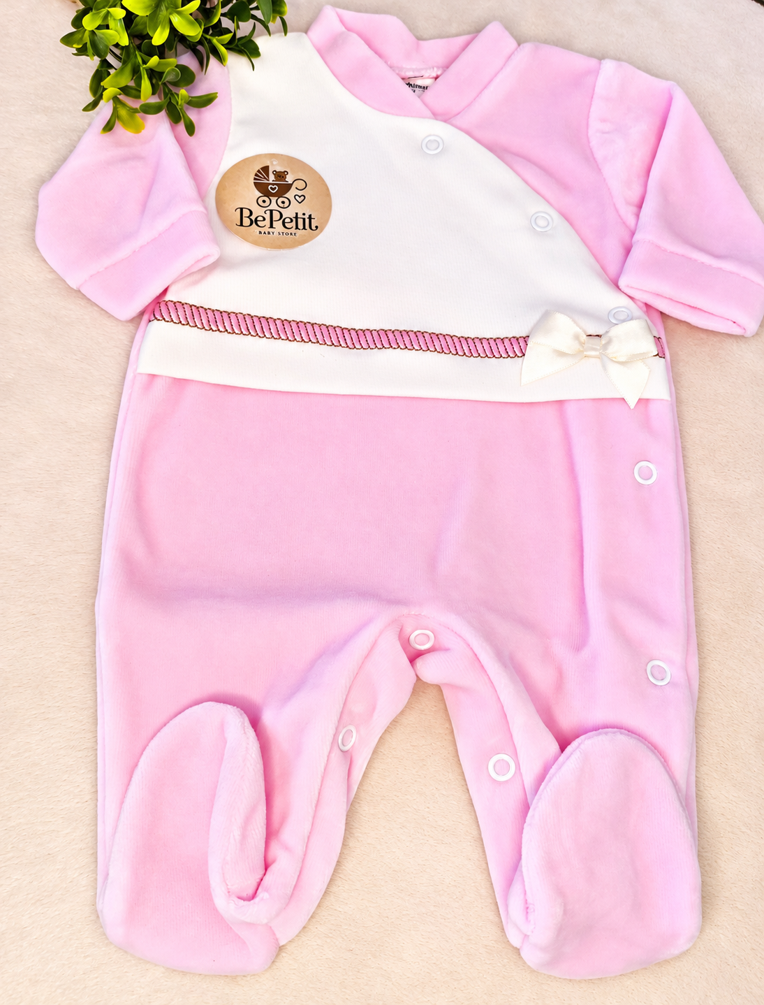 Babygrow veludo rosa