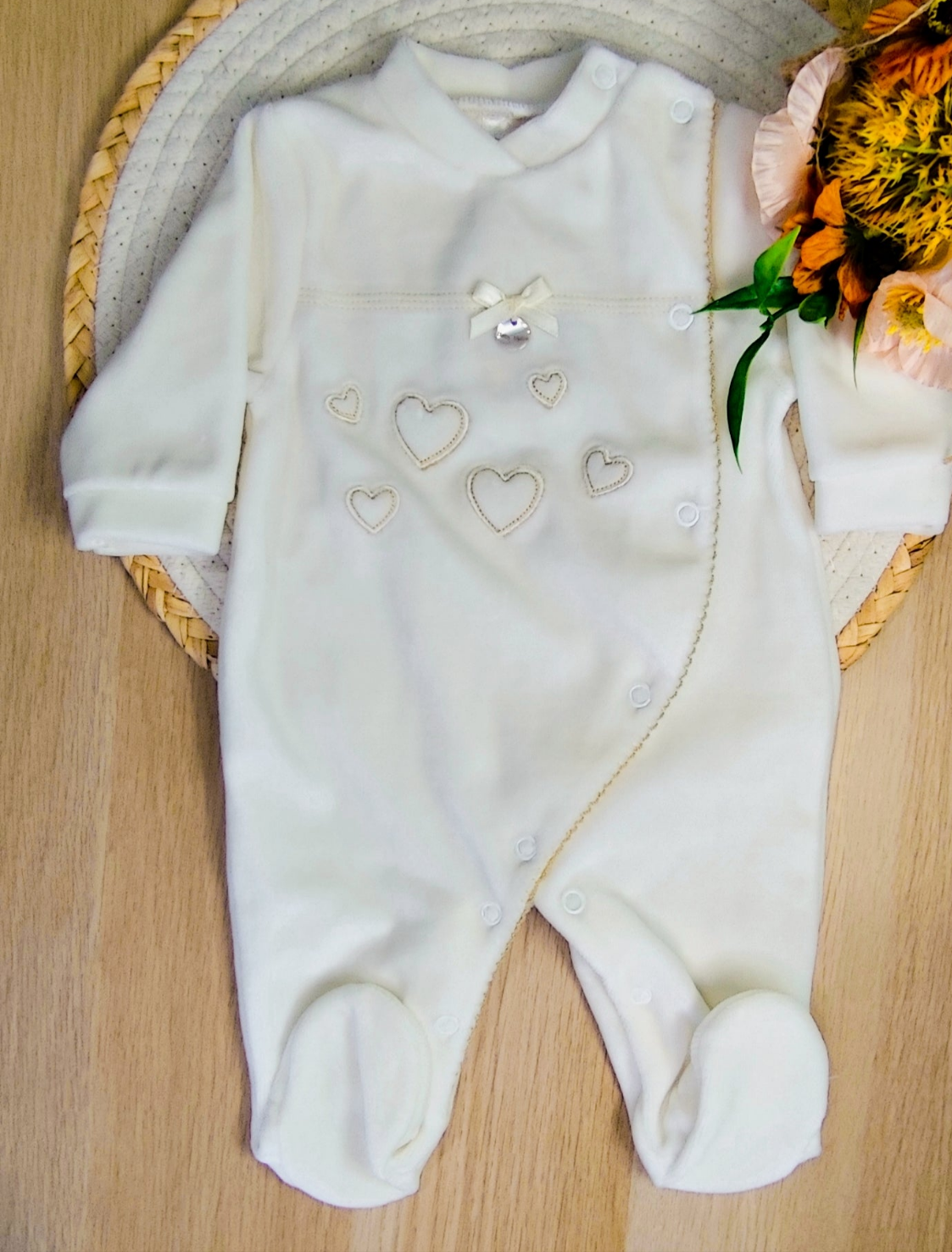 Babygrow veludo corações
