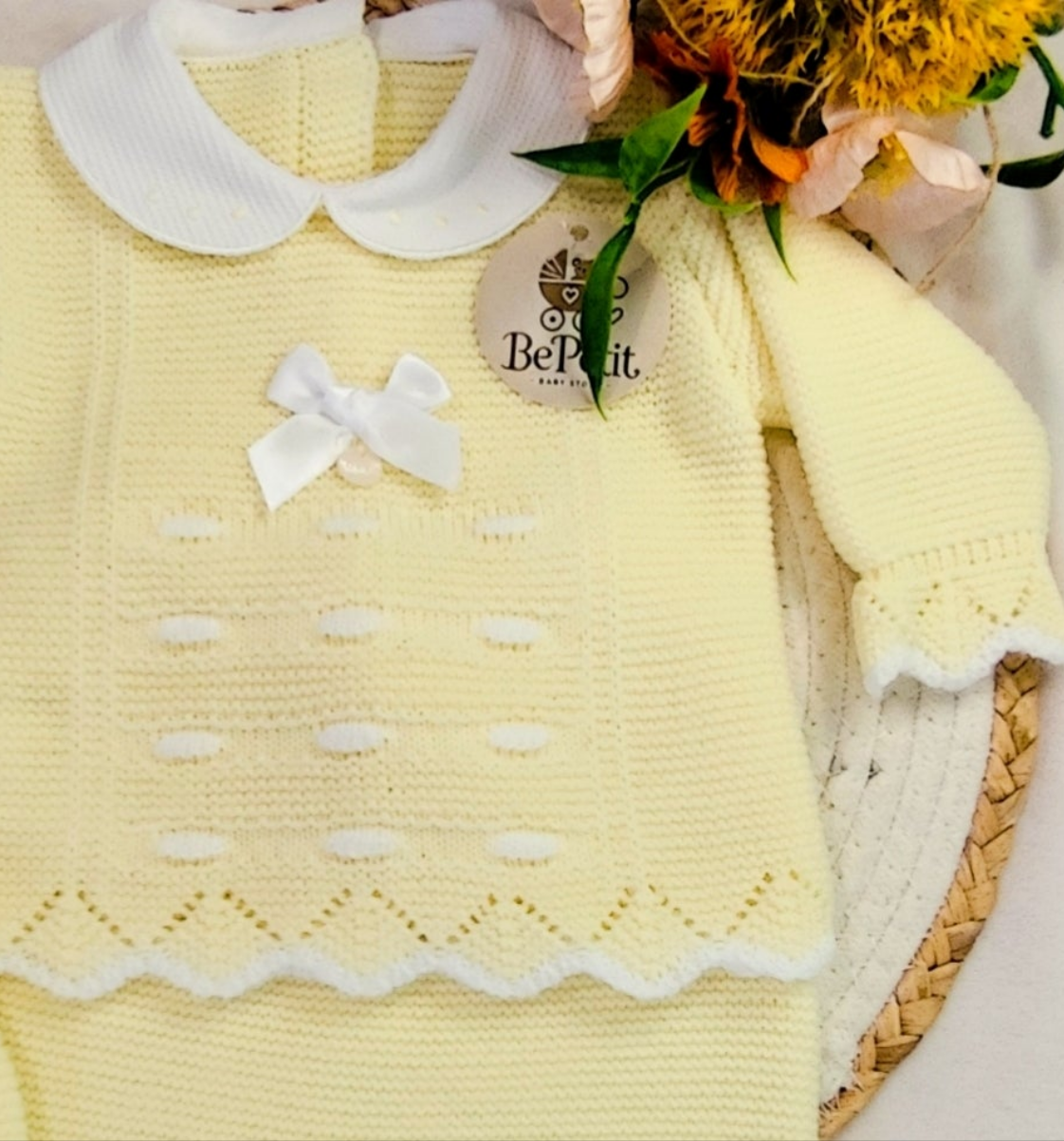 Conjunto de malha 3 peças amarelo