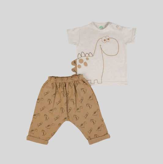 Conjunto dinossauro algodão orgânico