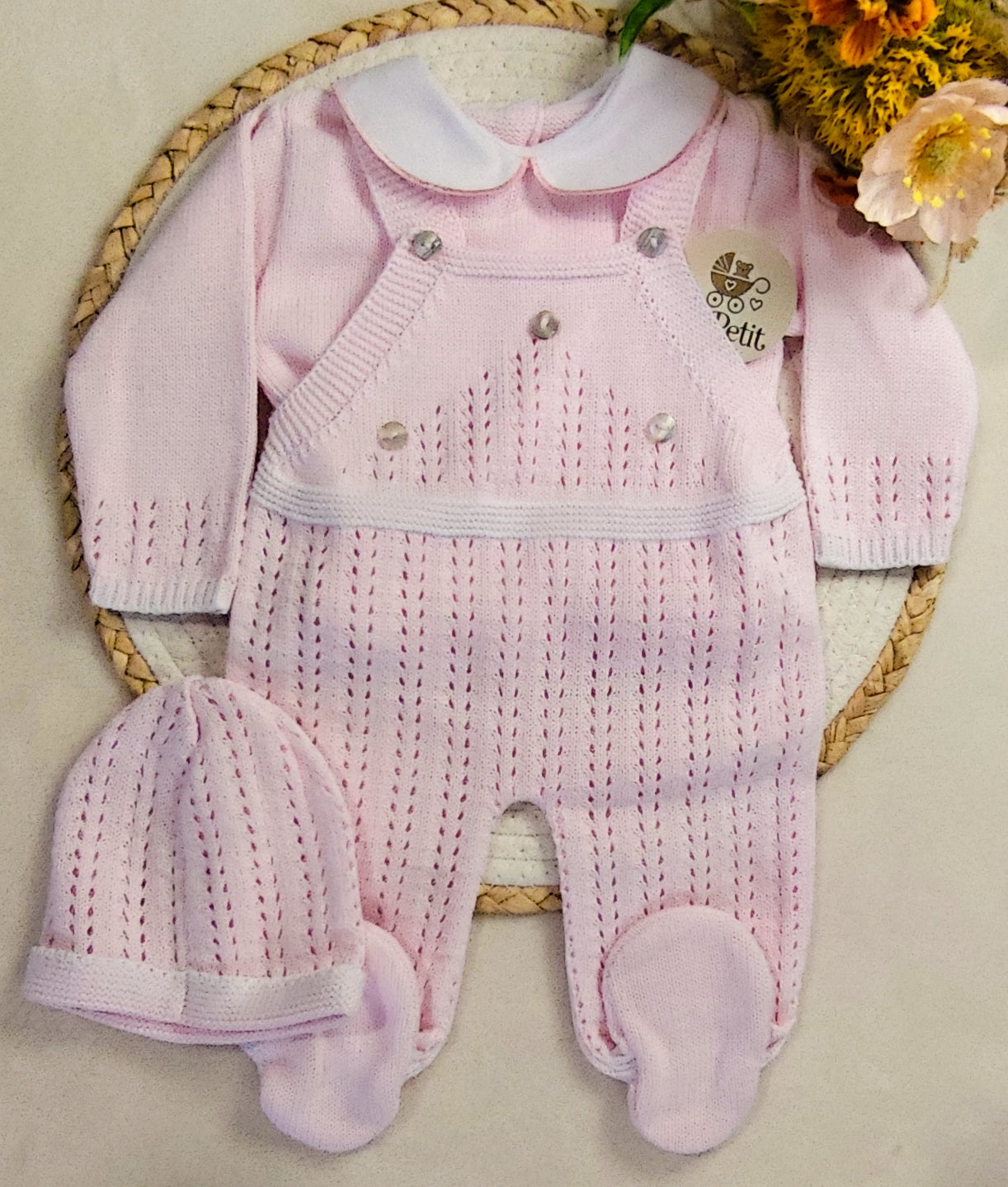Conjunto jardineira rosa