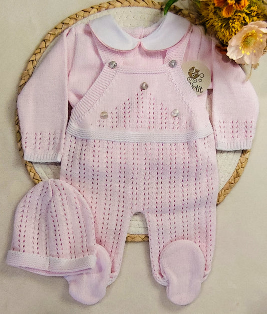 Conjunto jardineira rosa