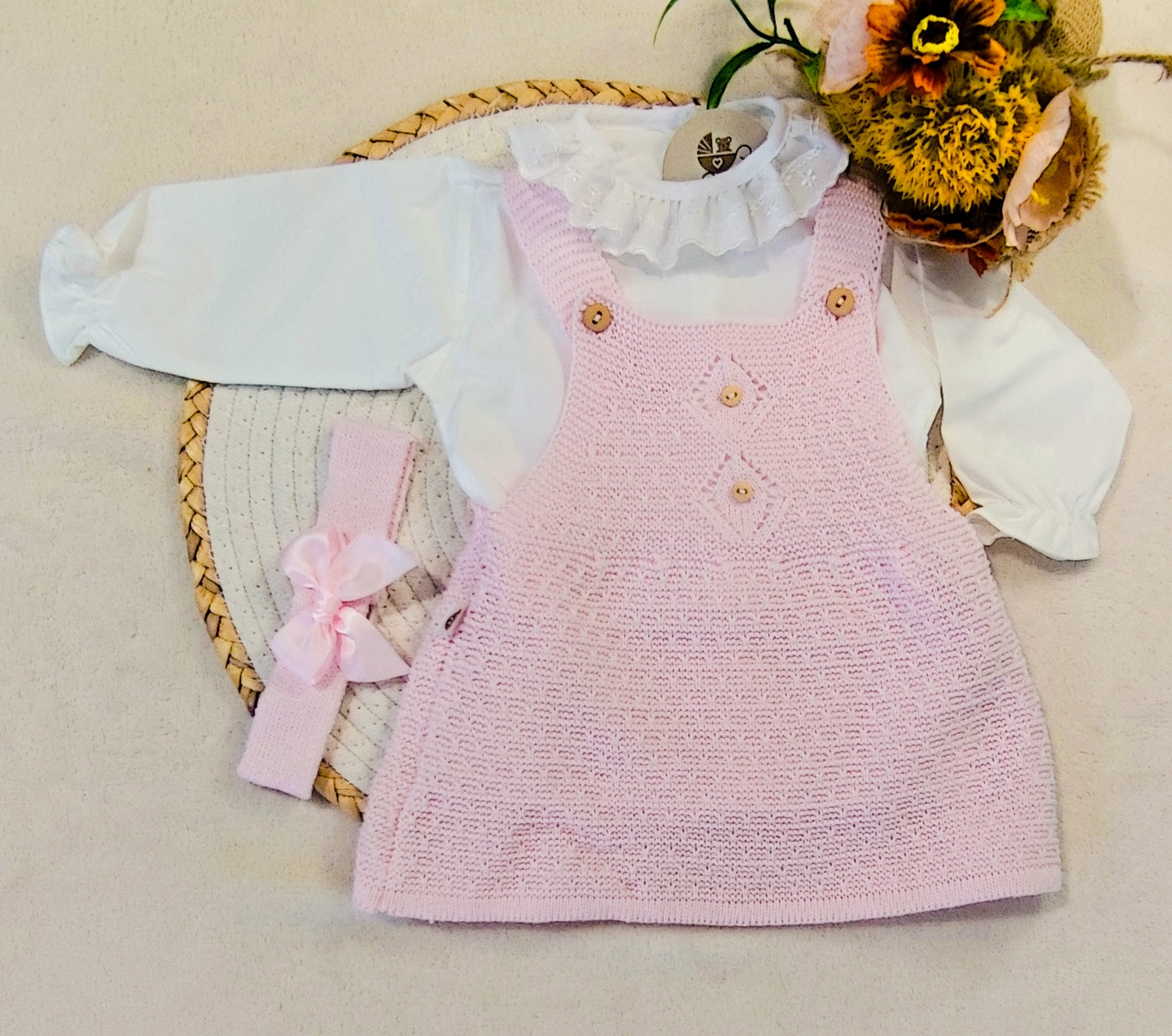 Conjunto Vestido de Malha com Blusa e Faixa