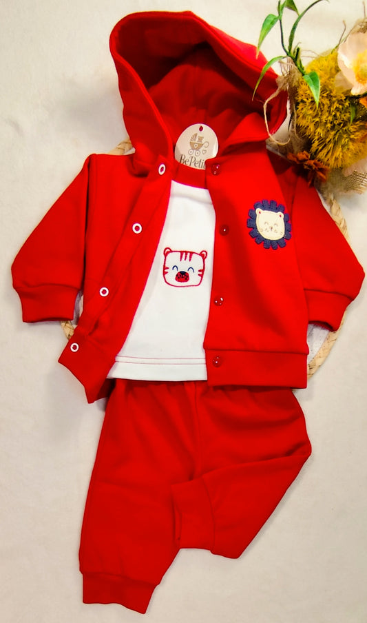 Conjunto vermelho de três peças