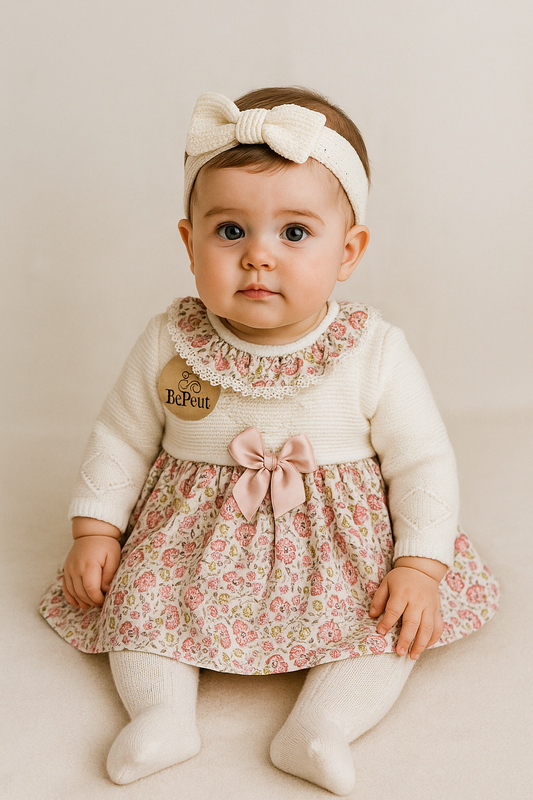 Vestido floral com touca