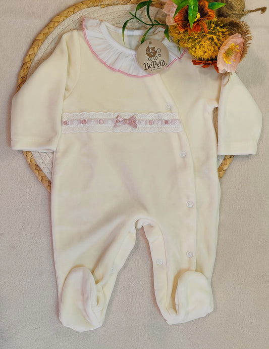 Babygrow veludo laço cetim