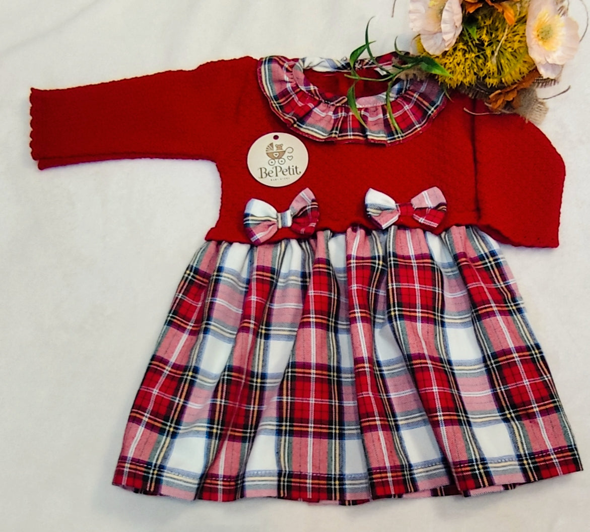 Vestido em malha e algodão