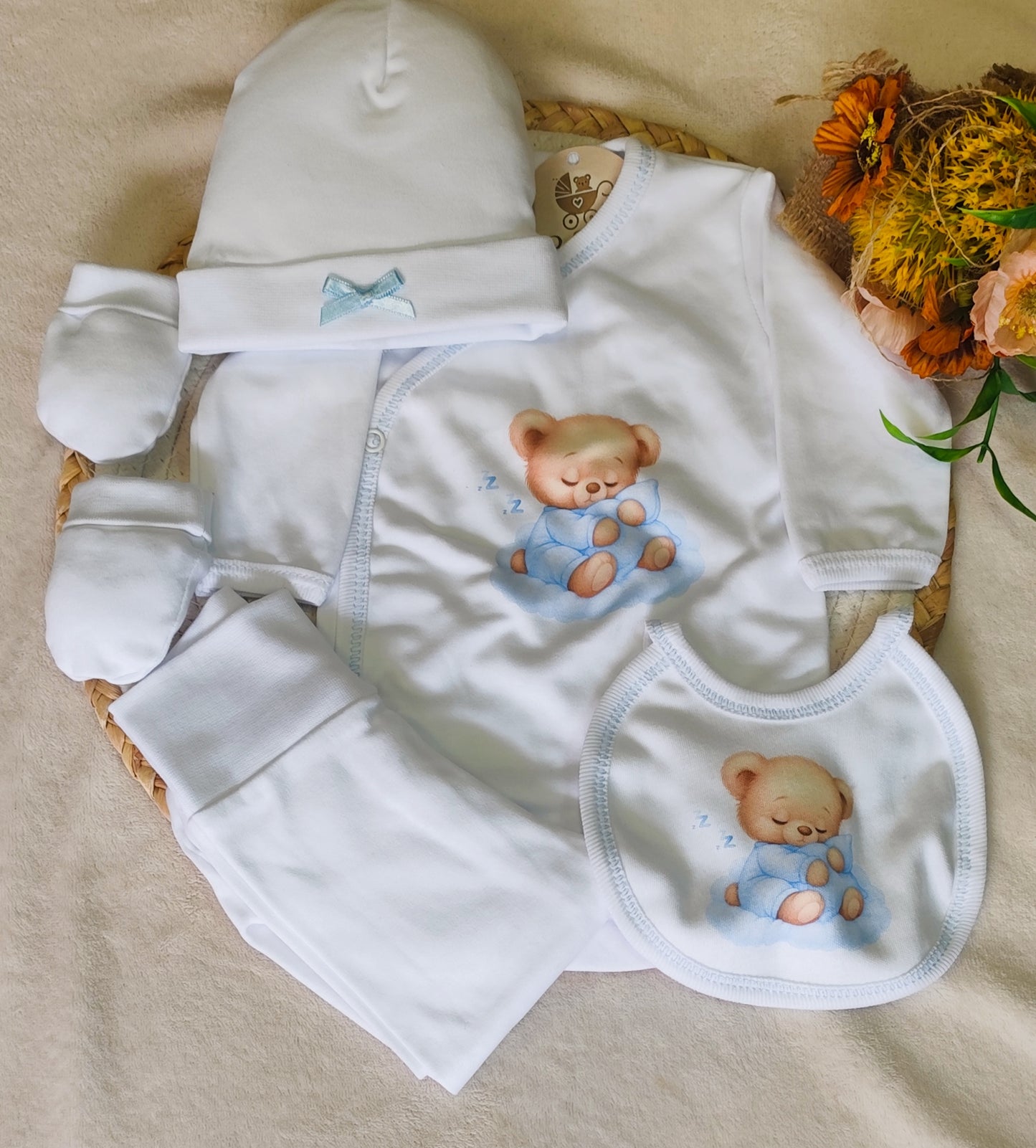 Conjunto em 100% Algodão para Bebé – 5 Peças