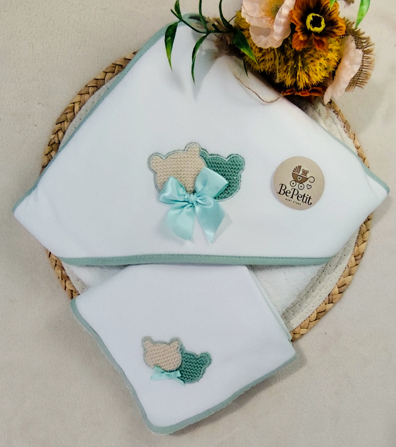 Conjunto Toalha + Fralda Ursinho cetim