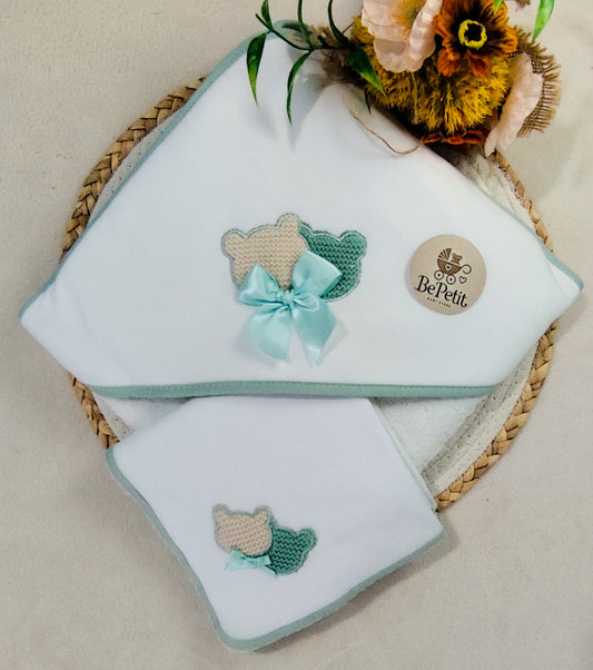 Conjunto Toalha + Fralda Ursinho cetim
