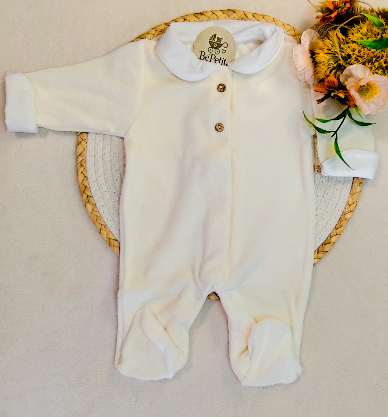 Babygrow veludo com punhos