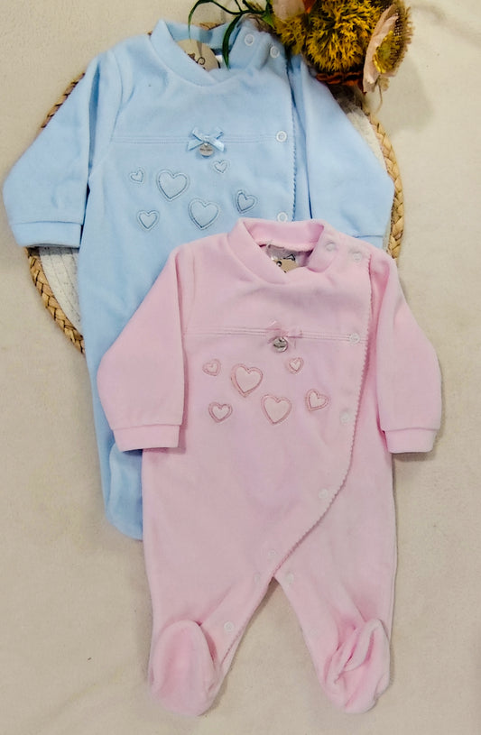 Babygrow veludo corações