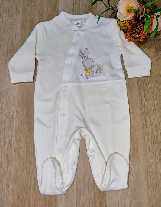Babygrow Algodão Estampado Coelho e Borboleta