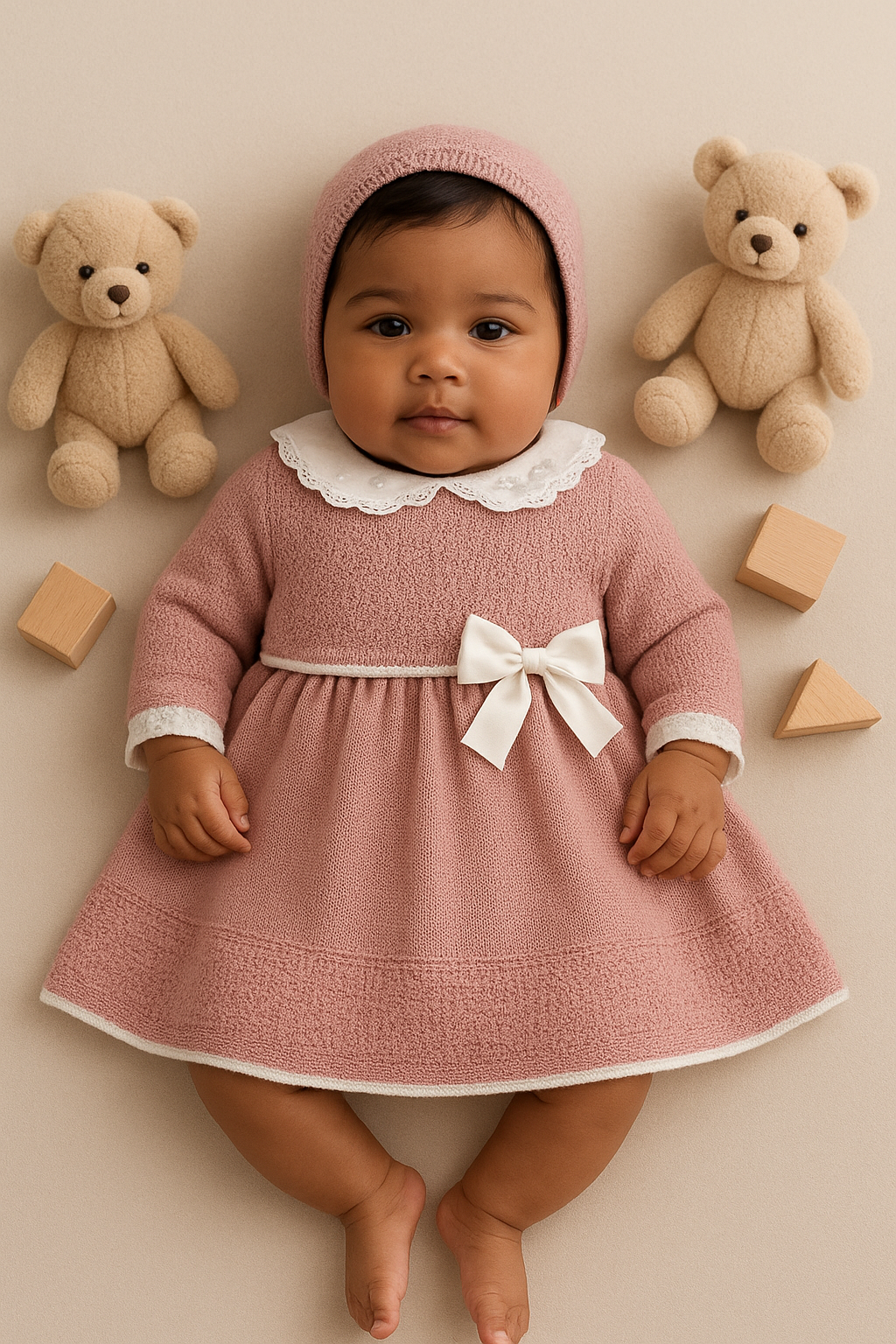 Vestido em malha lacinho de cetim
