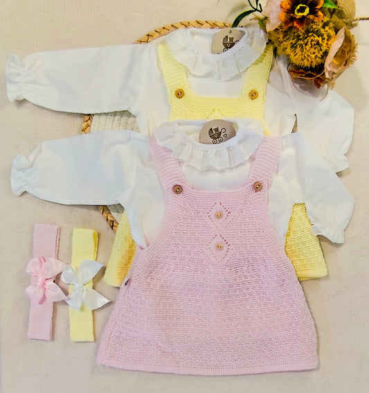 Conjunto Vestido de Malha com Blusa e Faixa