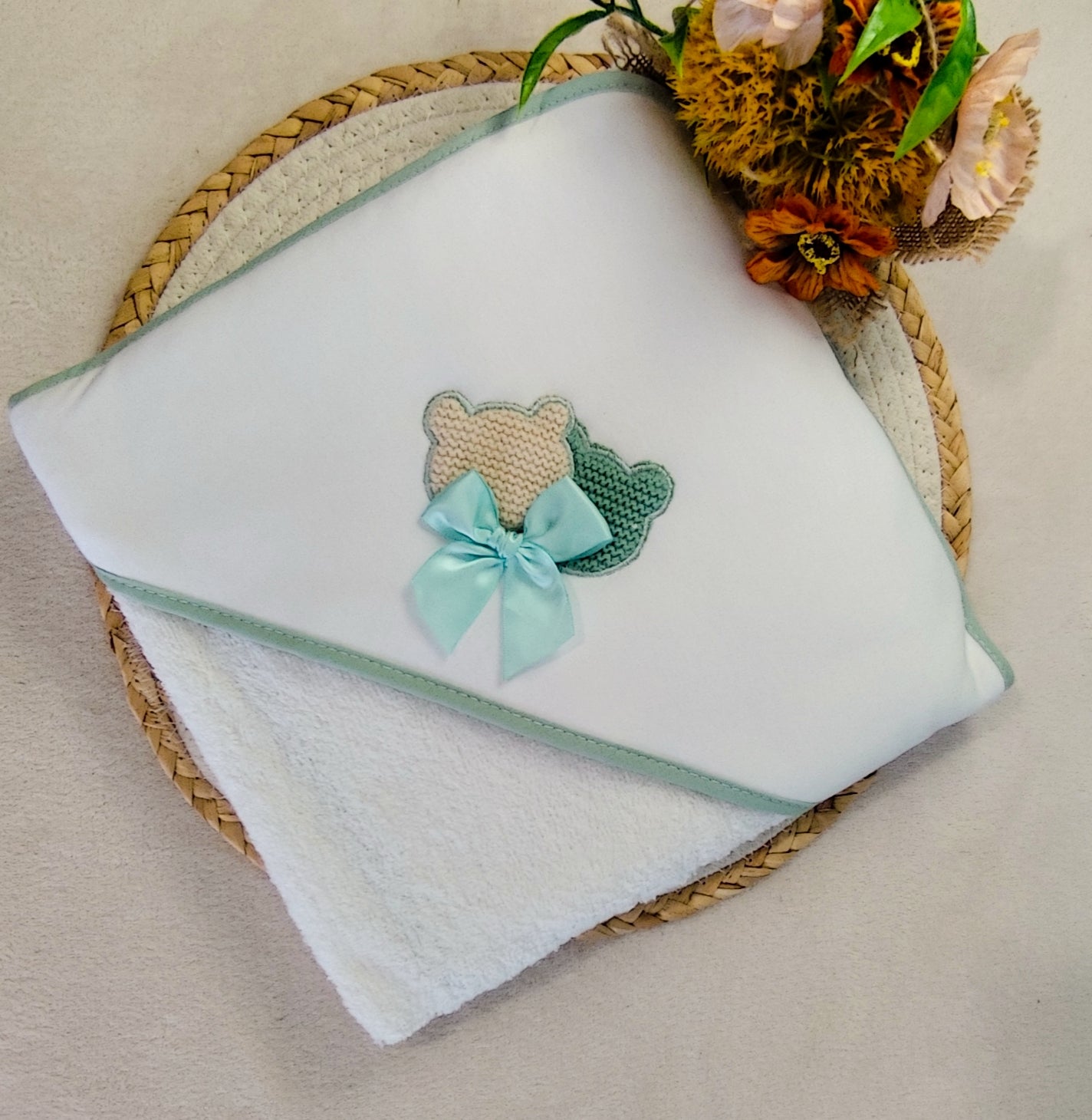Conjunto Toalha + Fralda Ursinho cetim