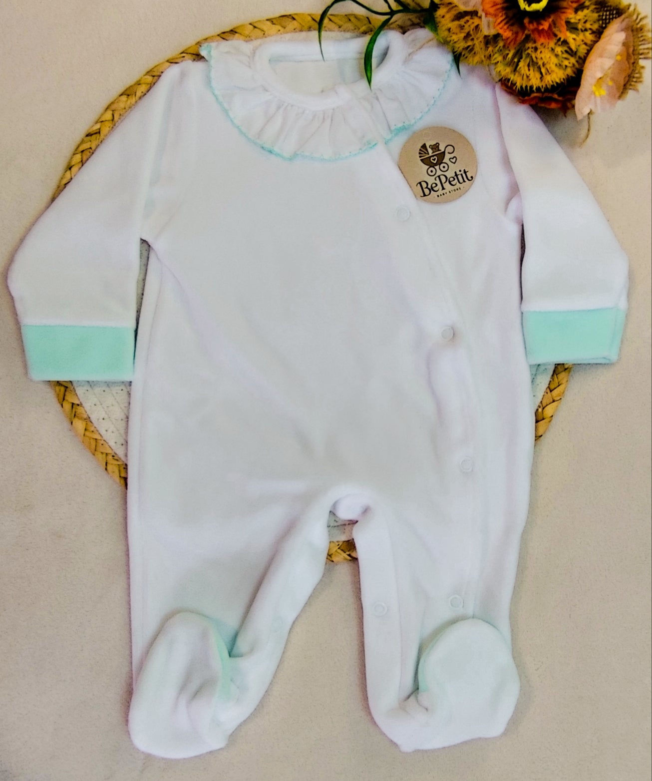 Babygrow veludo branco