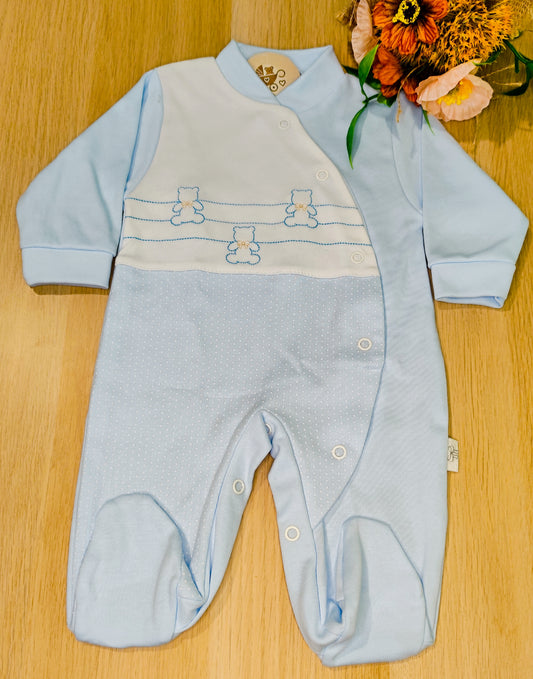 Babygrow Comprido para Bebé Ursinhos Bordados