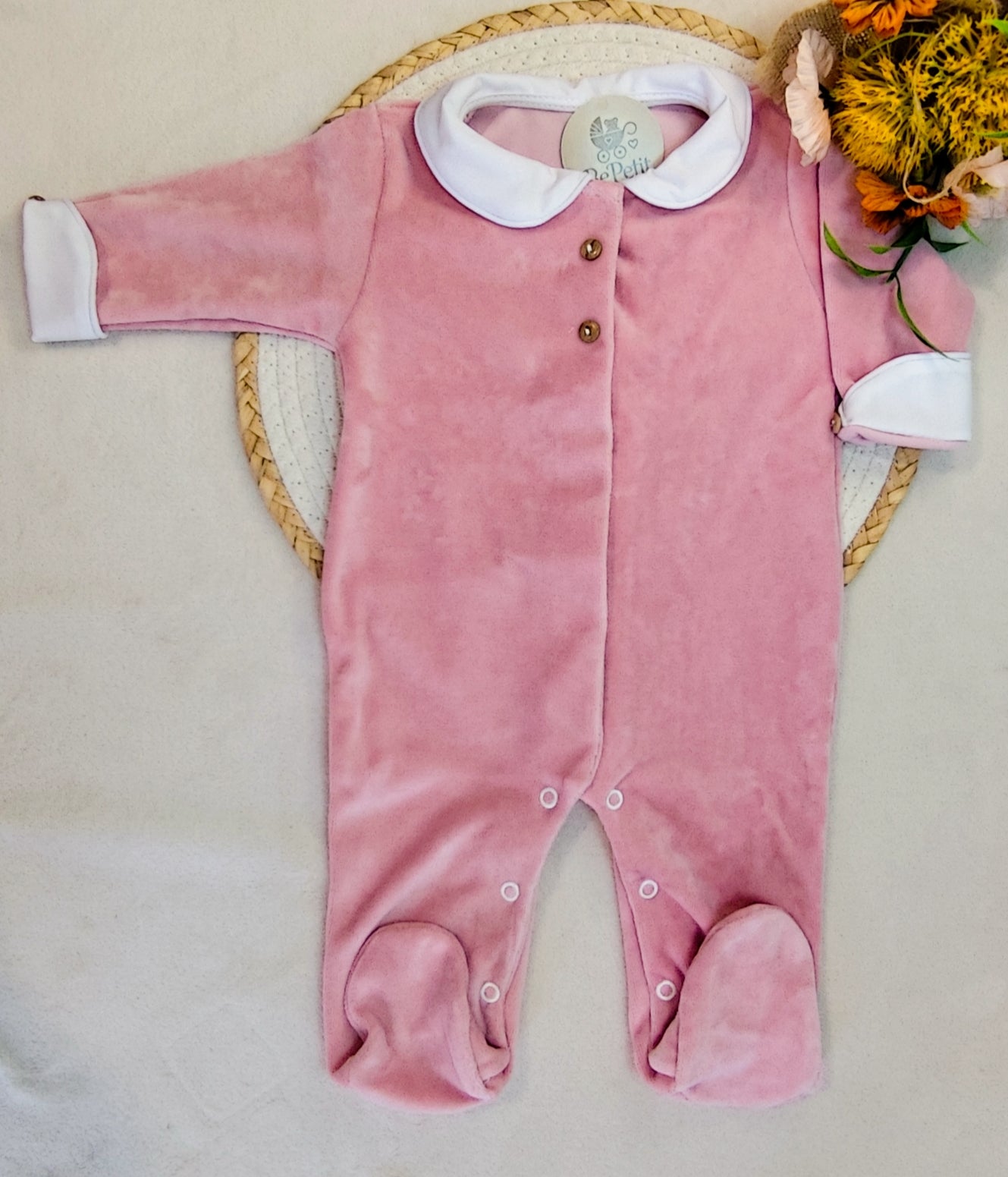 Babygrow veludo com punhos