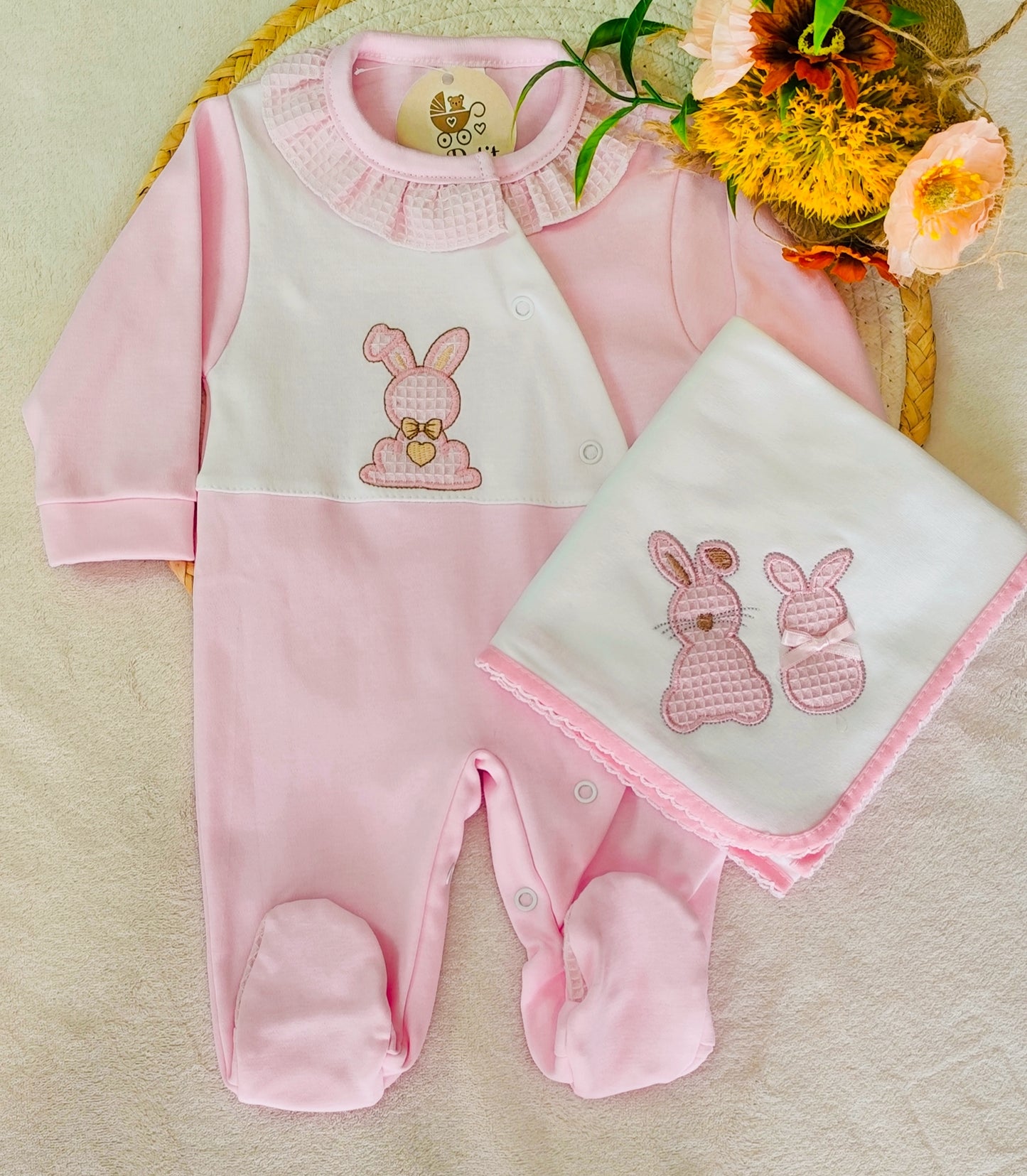 Conjunto babygrow+Fralda Algodão