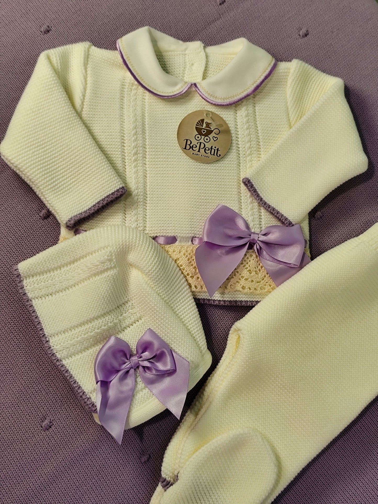 Conjunto malha laços de Cetim lavanda