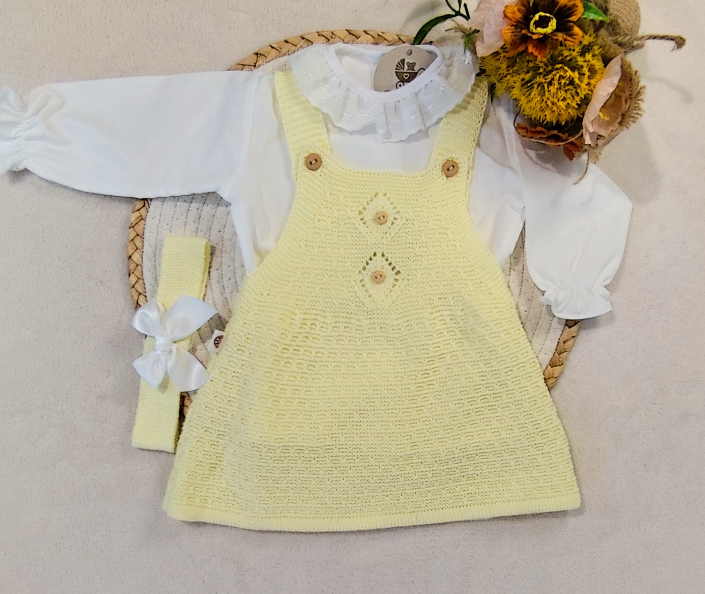 Conjunto Vestido de Malha com Blusa e Faixa