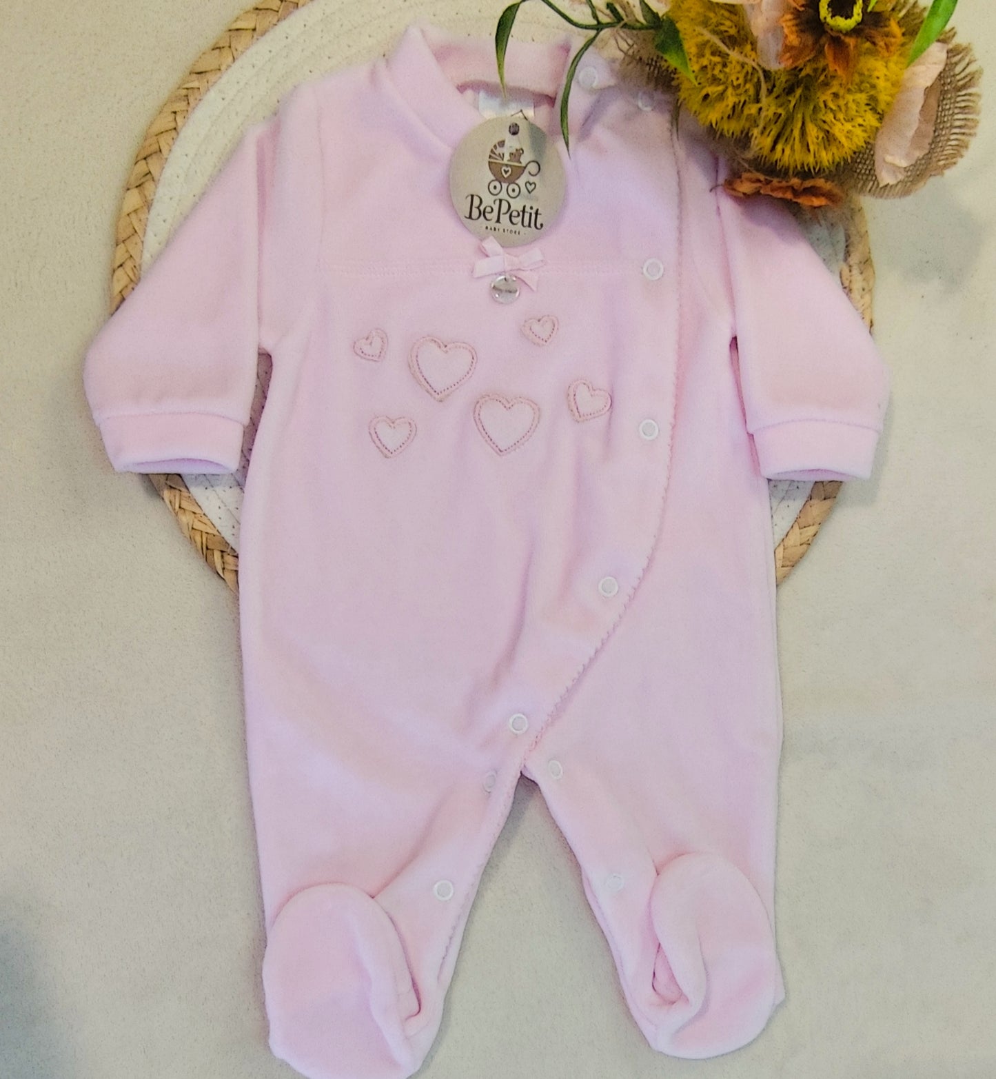 Conjunto Veludo corações