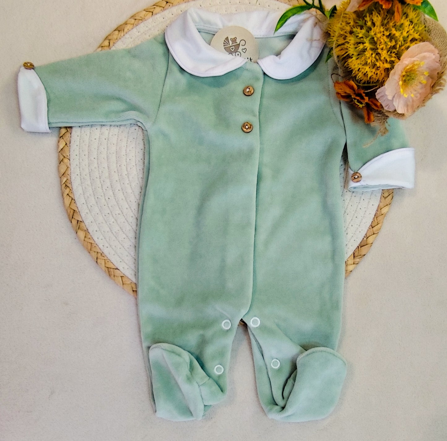Babygrow veludo com punhos