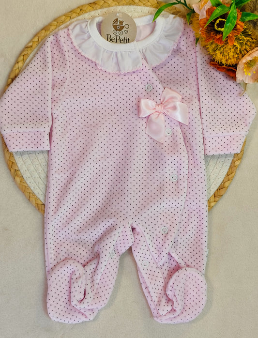 Babygrow veludo rosa cetim