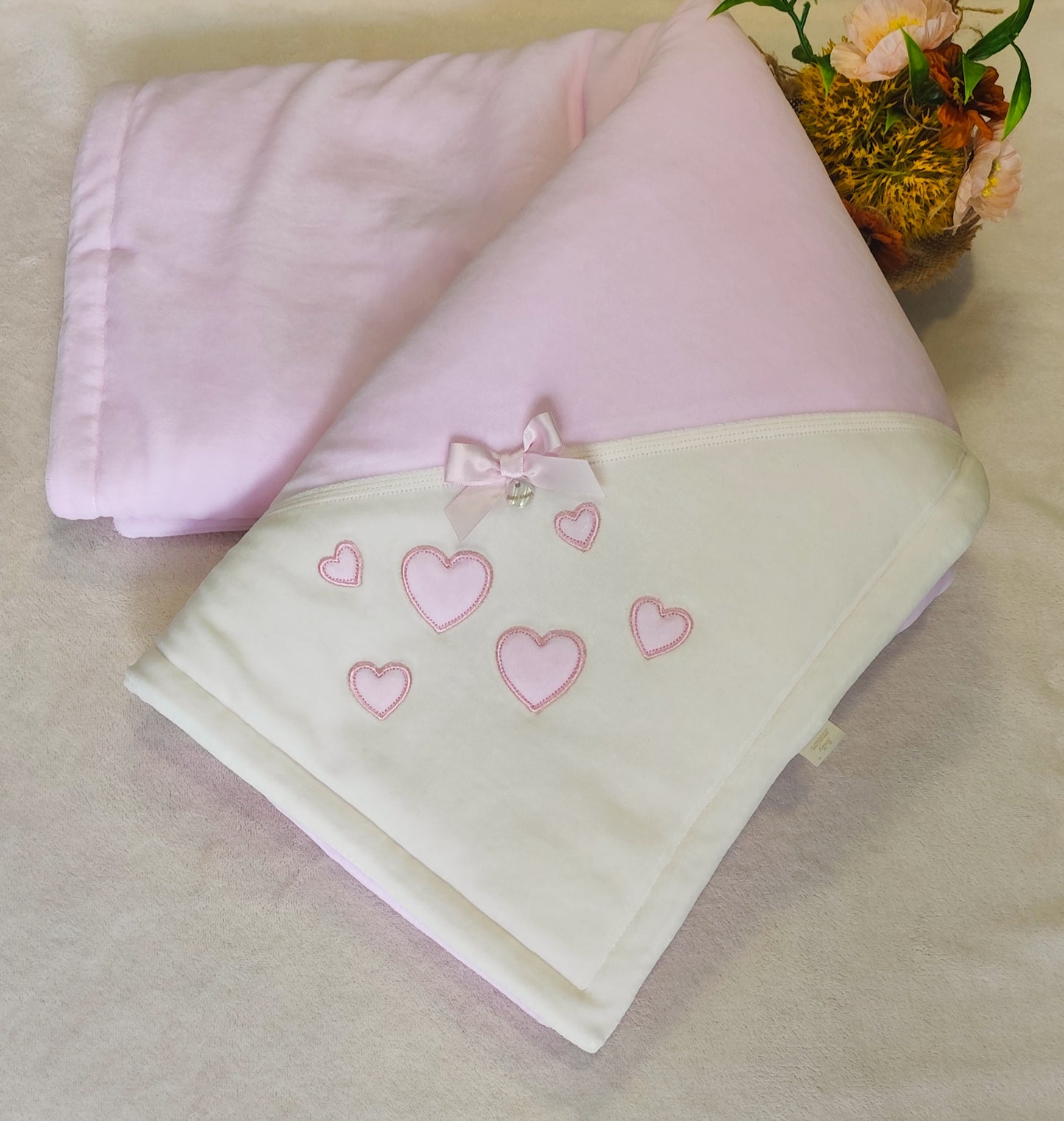 Conjunto Veludo corações