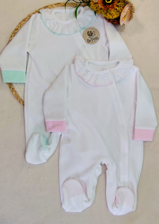 Babygrow veludo branco