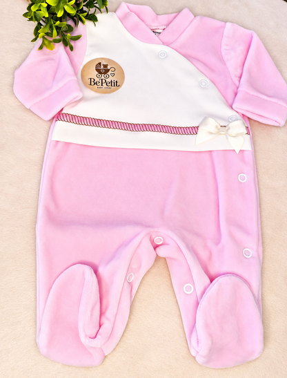 Babygrow veludo rosa