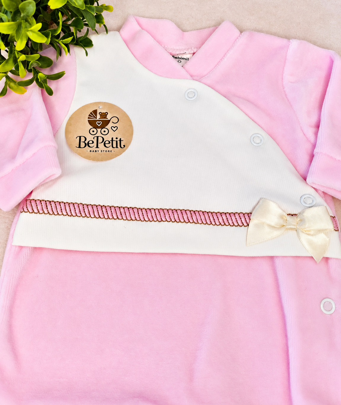 Babygrow veludo rosa