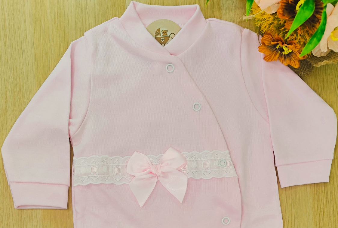 Babygrow laço cetim Rosa
