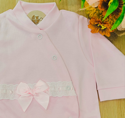 Babygrow laço cetim Rosa