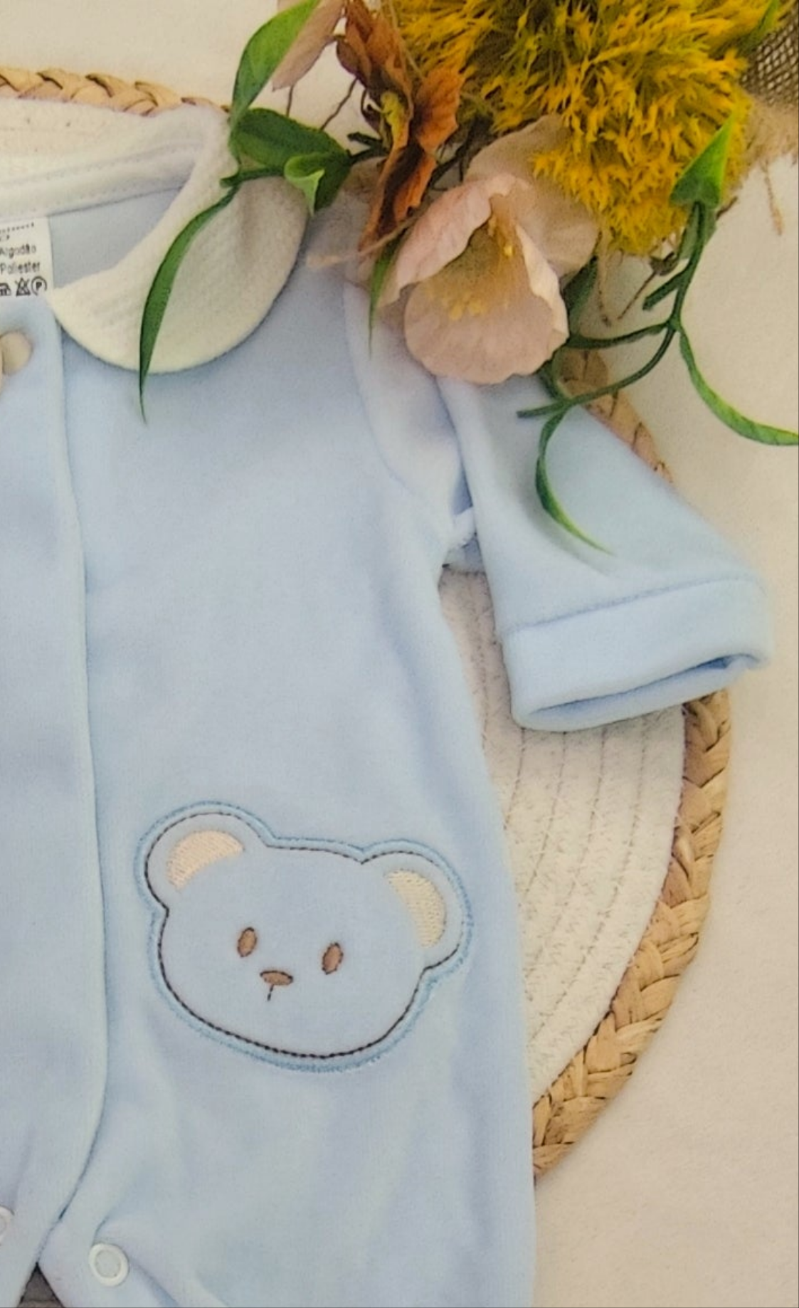 Baby veludo ursinho azul