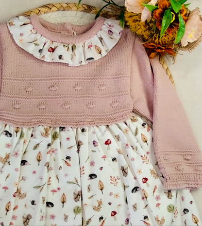 Vestido de malha com tecido