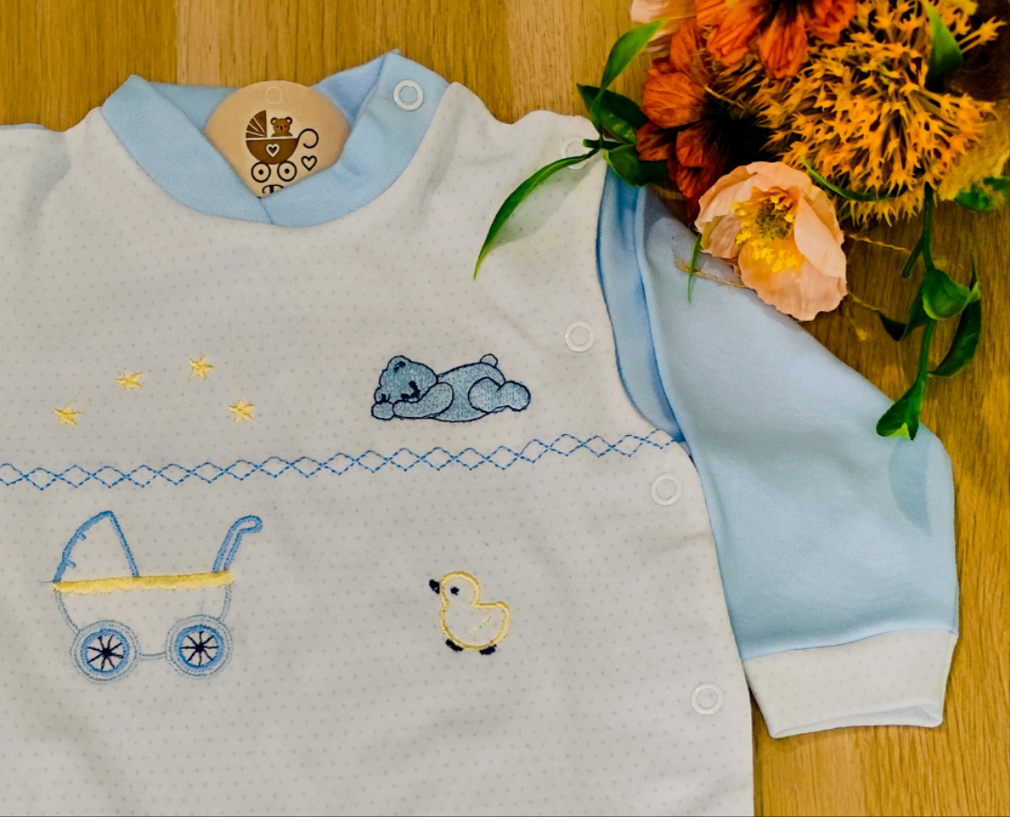 Babygrow azul bordado