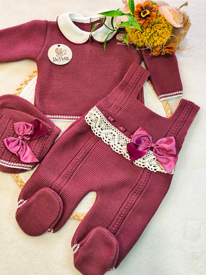 Conjunto Jardineira laços Cetim