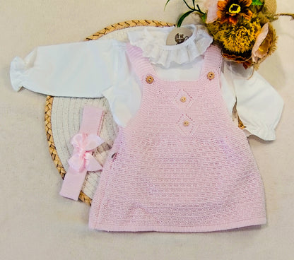 Conjunto Vestido de Malha com Blusa e Faixa