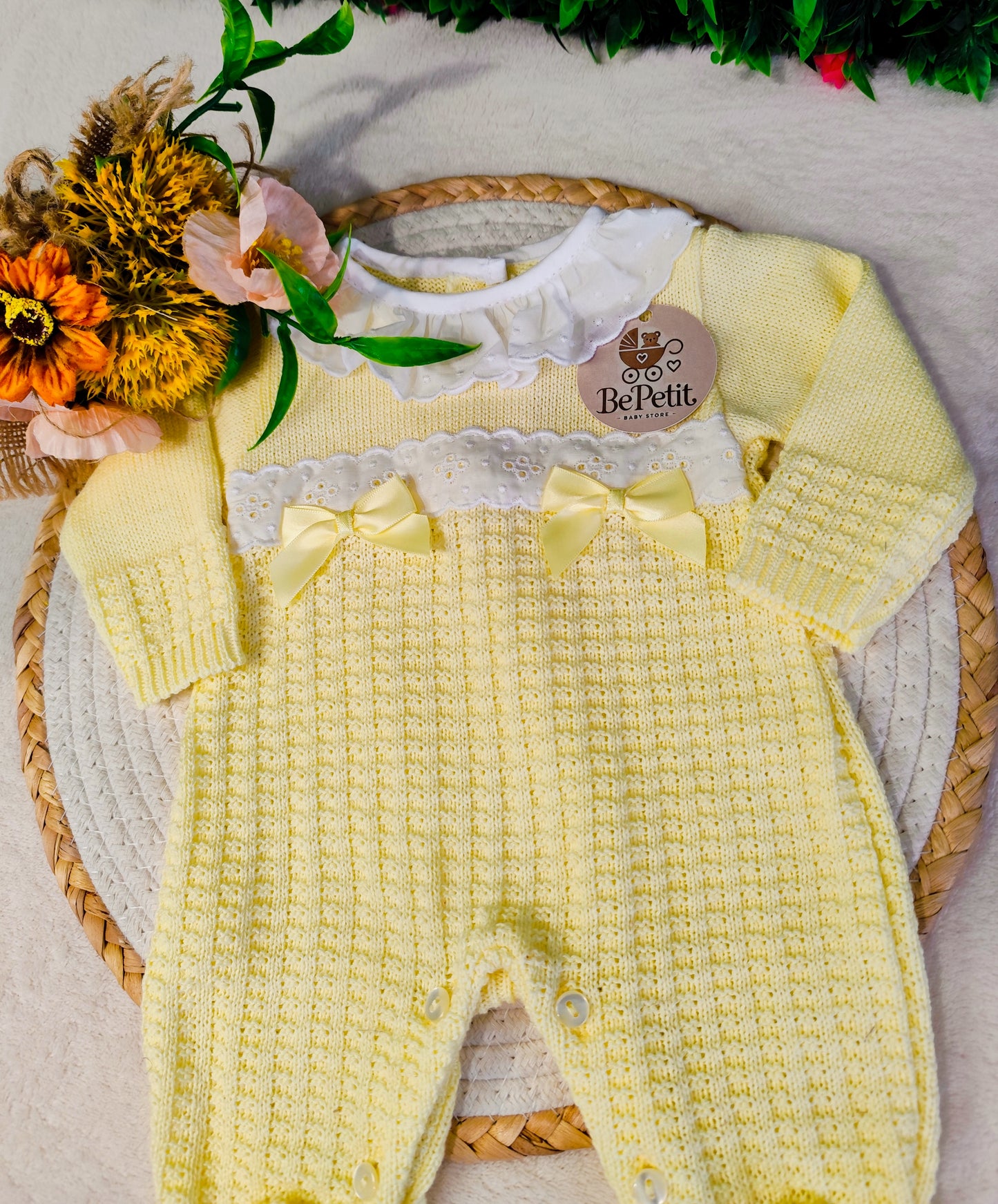 Babygrow malha algodão amarelo