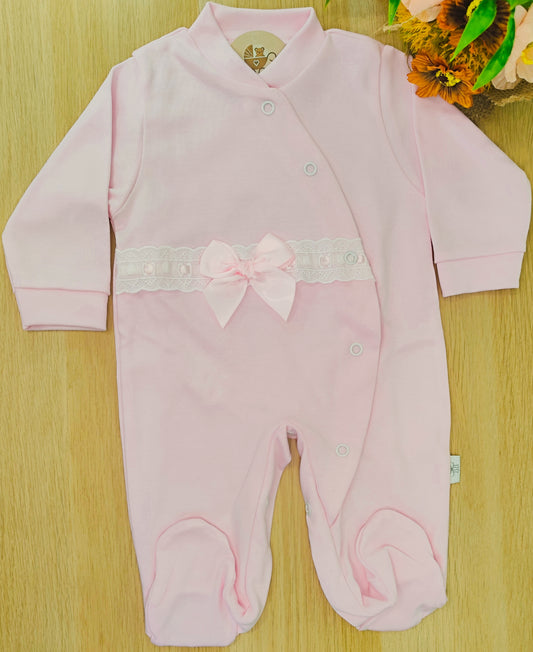 Babygrow laço cetim Rosa