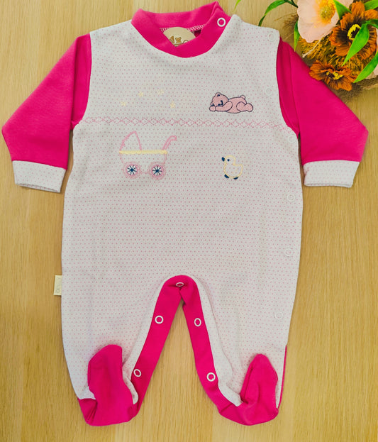 Babygrow Rosa com Bordados