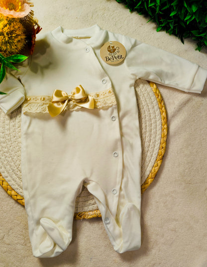 Babygrow  algodão com laço Cetim