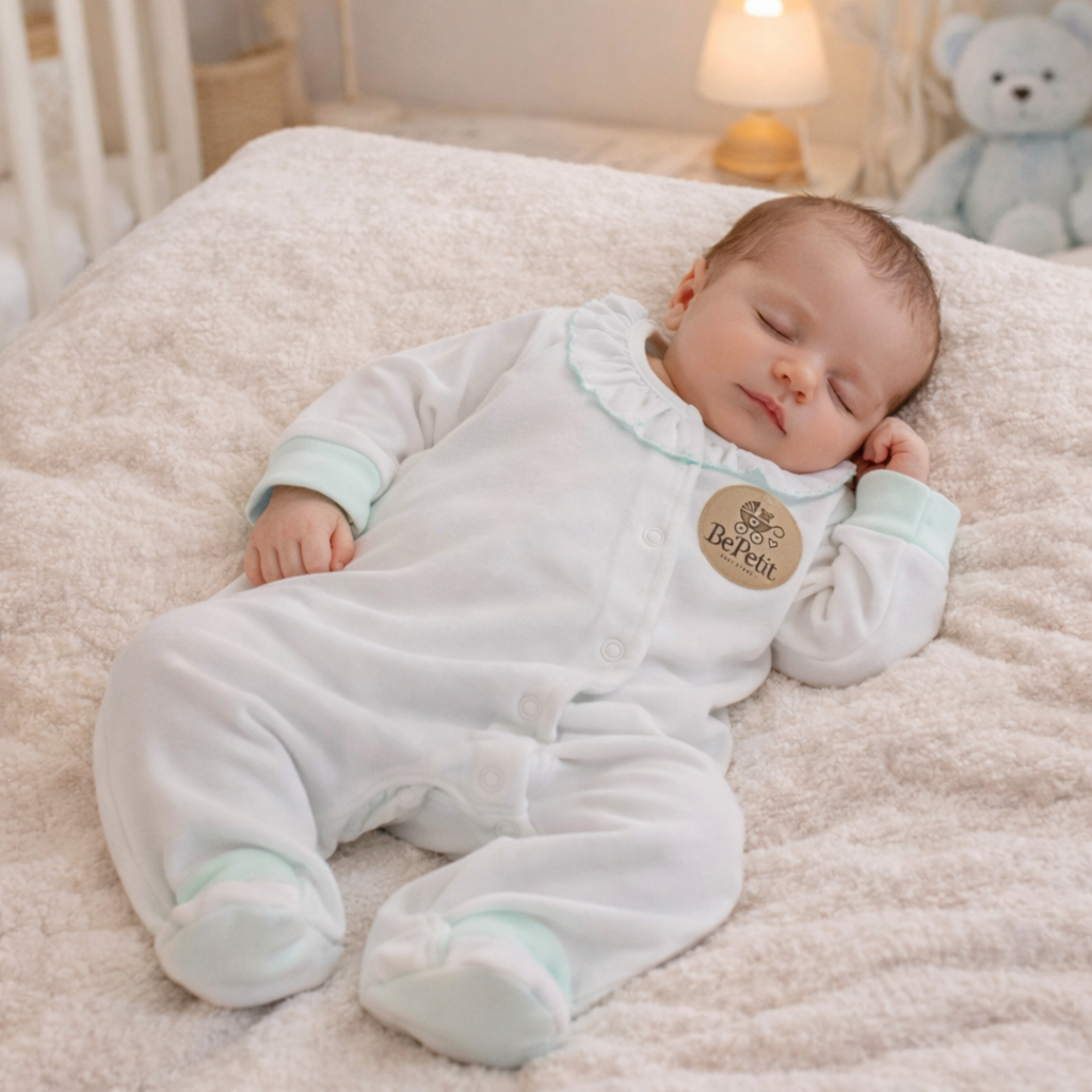 Babygrow veludo branco