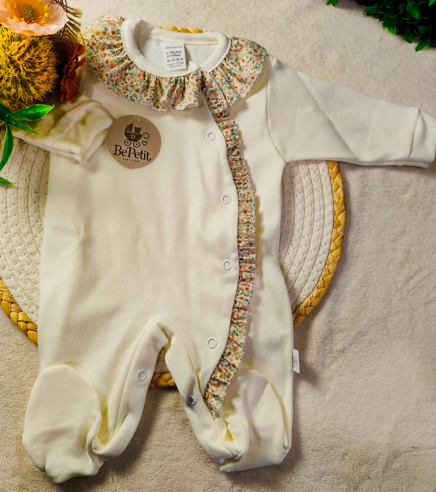 Babygrow ursinho gola  floral