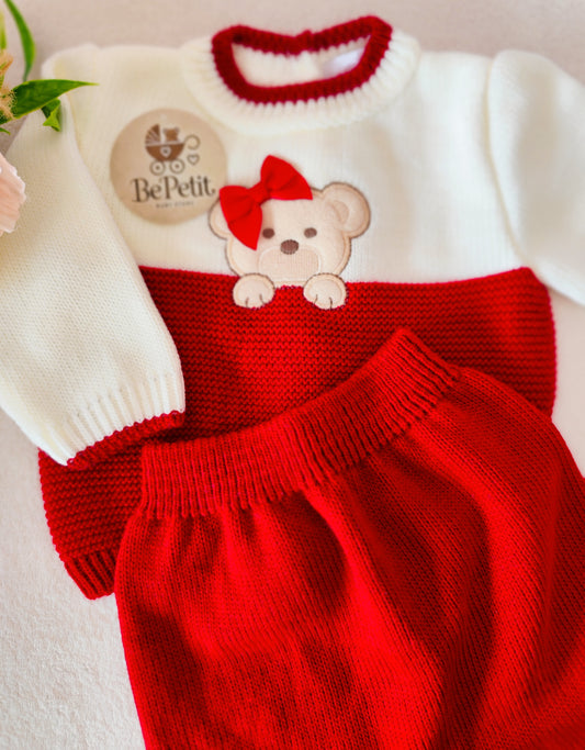 Conjunto 3 peças vermelho menina