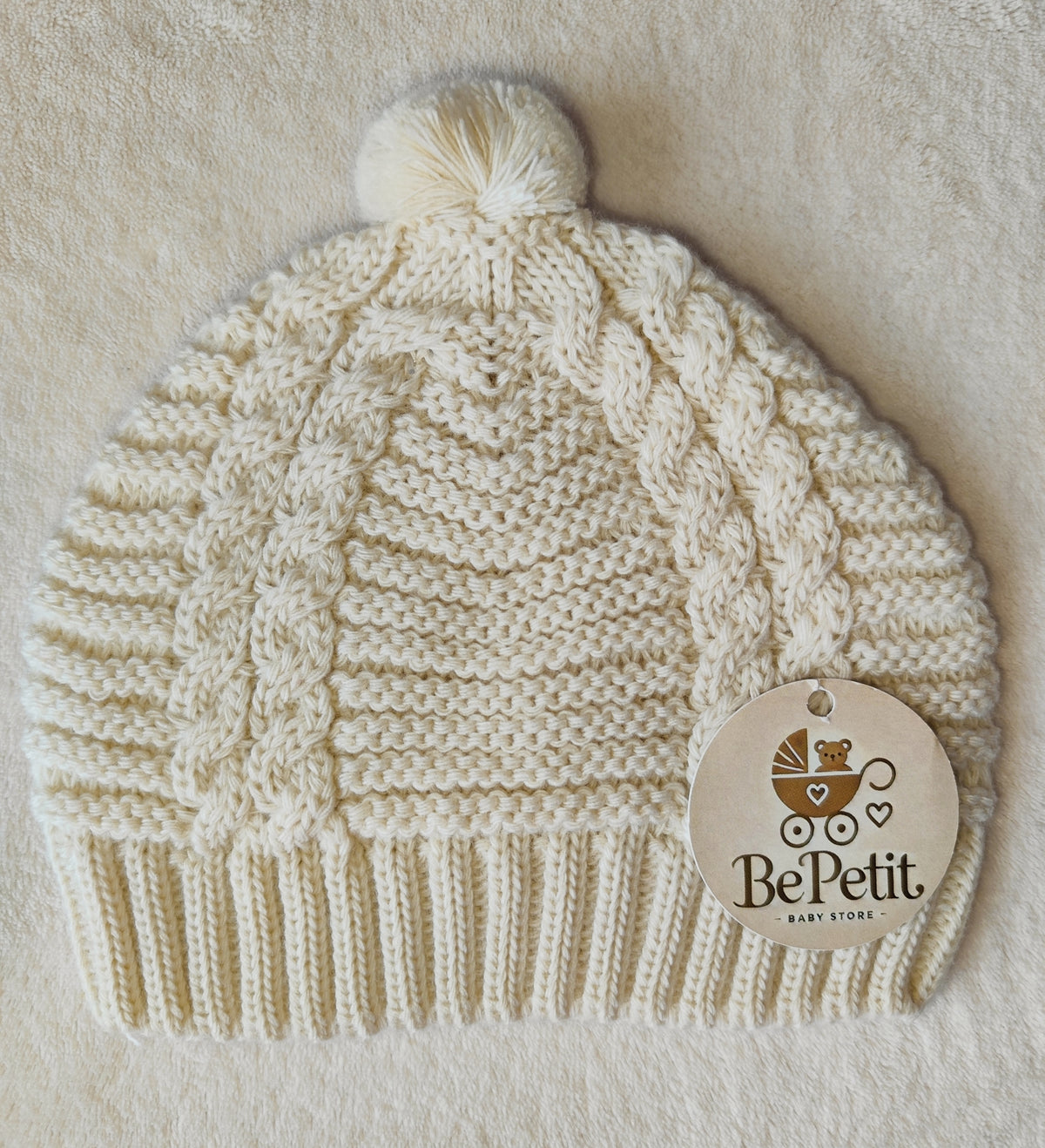Gorro bebê pompom em malha