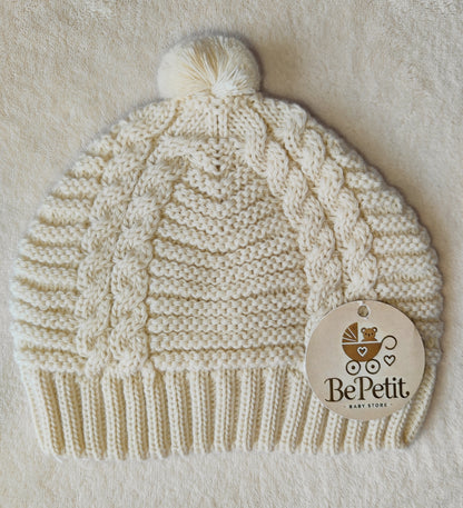 Gorro bebê pompom em malha