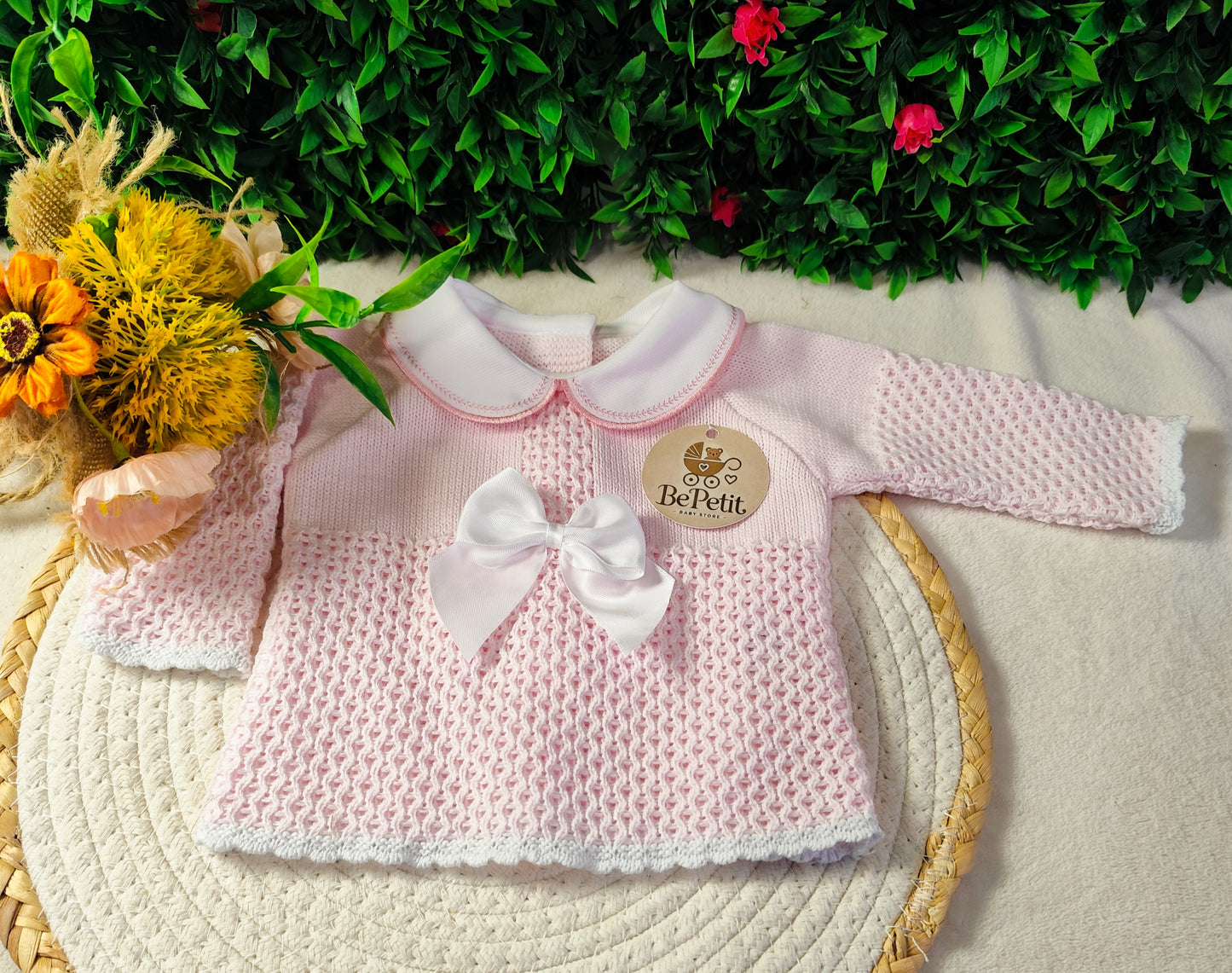 Conjunto malha laços de Cetim Rosa